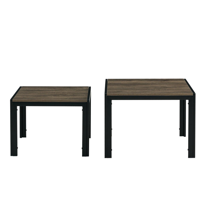 Nesting Coffee Table Set of 2, SquareModern Stacking Table with Wood Finish for Living Room, Oak Grey