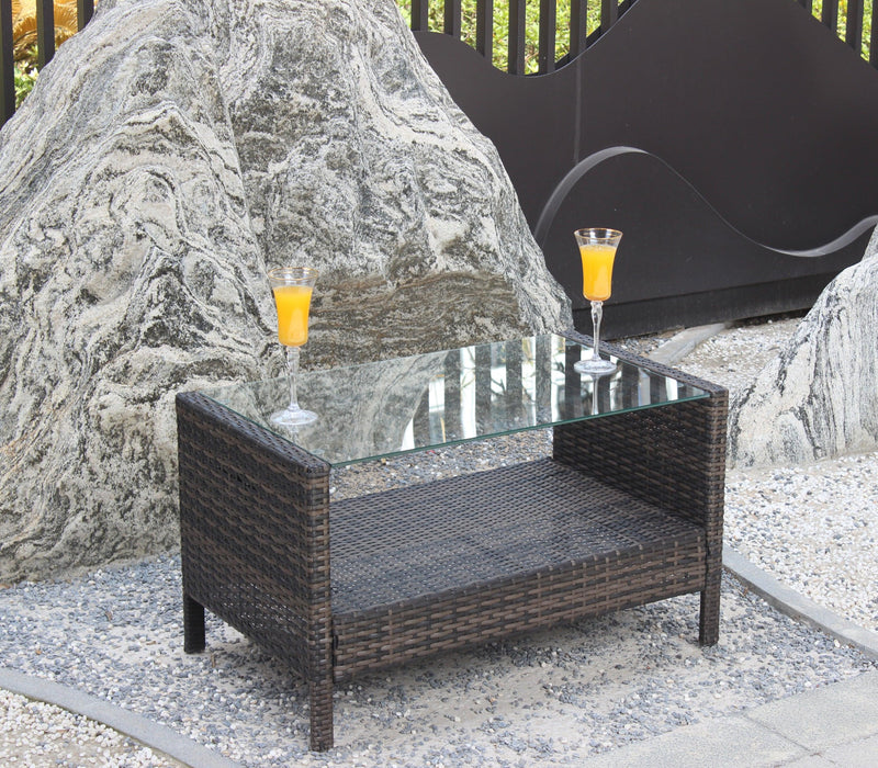Outdoor patio Furniture  Coffee Table with clear tempered glass
