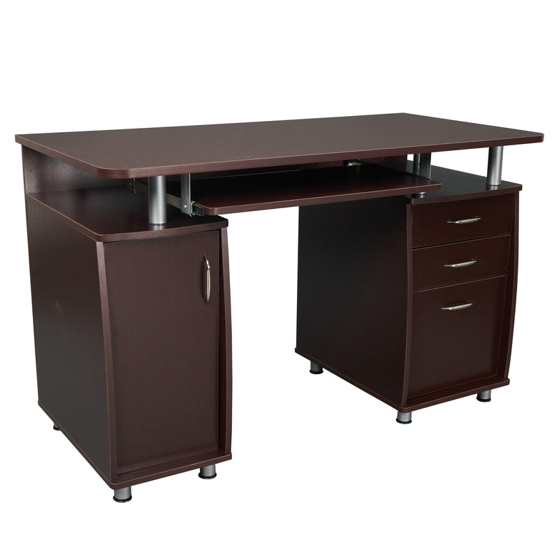 Techni Mobili Complete Workstation Computer Desk withStorage, Chocolate - Urban Living Furniture (Los Angeles, CA)