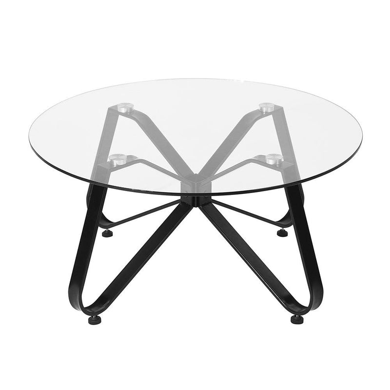 Round Coffee Table for Living Room, 31.5-inchModern Sofa Side End Table with Tempered Glass Top & Metal Legs, Accent Cocktail Tea Table, 31.5 x 31.5 x 15.6 inches, Black - Urban Living Furniture (Los Angeles, CA)