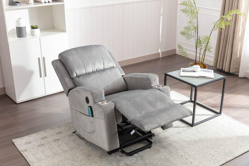 Electric Lift Recliner for the Elderly with Massage Therapy and Heat, Power Lift Chair, with 2 Cupholders, Sofa sSuitable for Living Room& Bed Room, Grey - Urban Living Furniture (Los Angeles, CA)