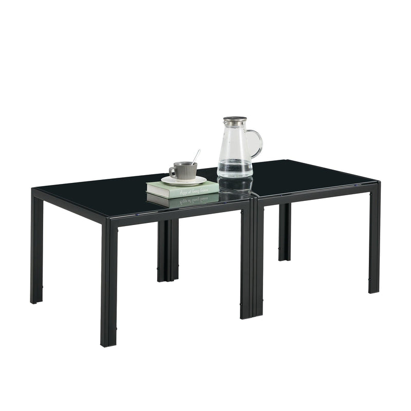 Coffee Table Set of 2, SquareModern Table with Tempered Glass Finish for Living Room,Black - Urban Living Furniture (Los Angeles, CA)