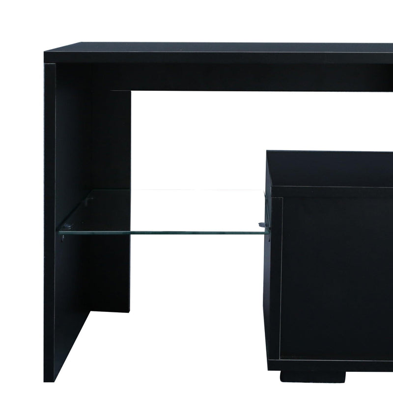 Modern Black TV Stand, 20 Colors LED TV Stand w/Remote Control Lights - Urban Living Furniture (Los Angeles, CA)