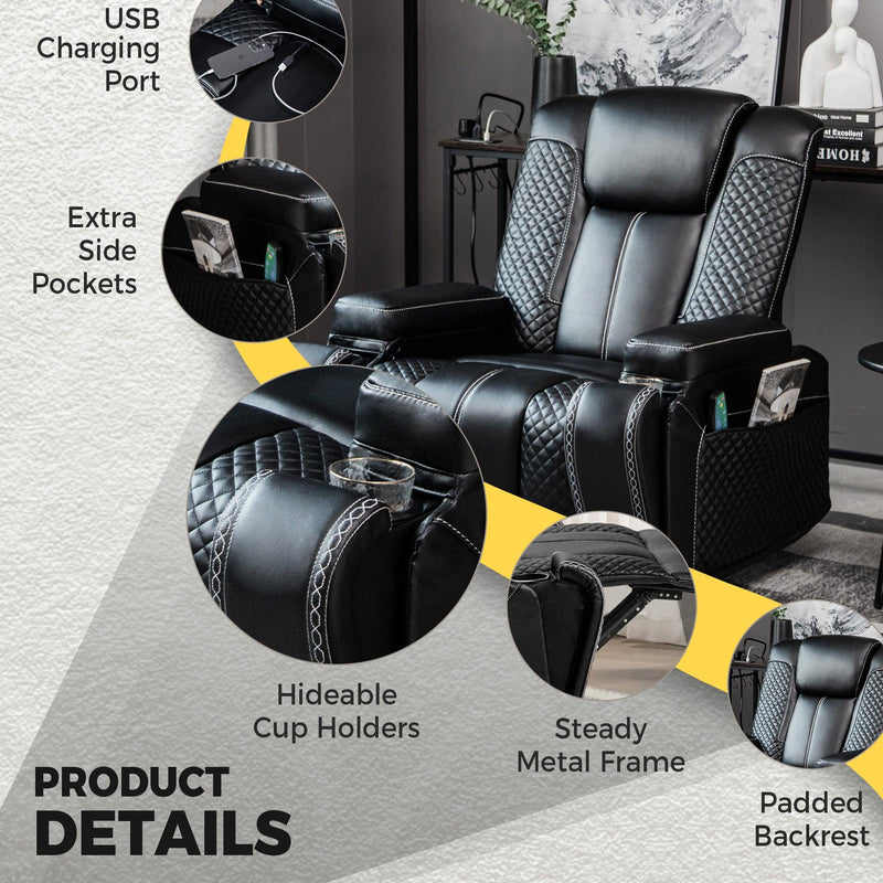 Living Room Faux Leather Heated Theater Recliner Sofa with Massage Reclining Individual Seat - Urban Living Furniture (Los Angeles, CA)