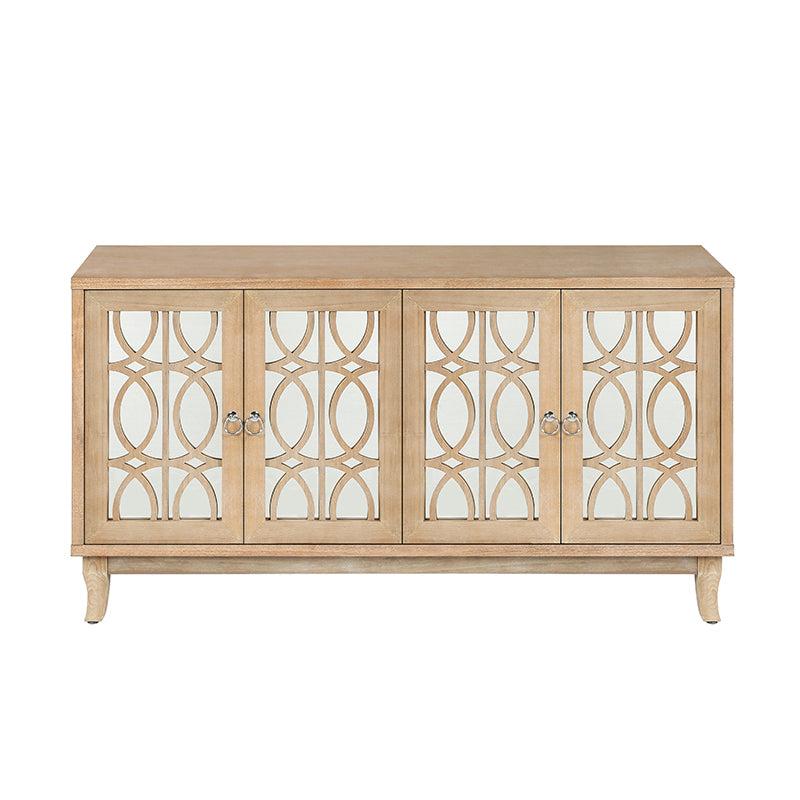 Storage Cabinet Sideboard Wooden Cabinet with 4 Doors for Hallway, Entryway, Living Room, Bedroom, Adjustable Shelf Nature Wood Classic Colour - Urban Living Furniture (Los Angeles, CA)