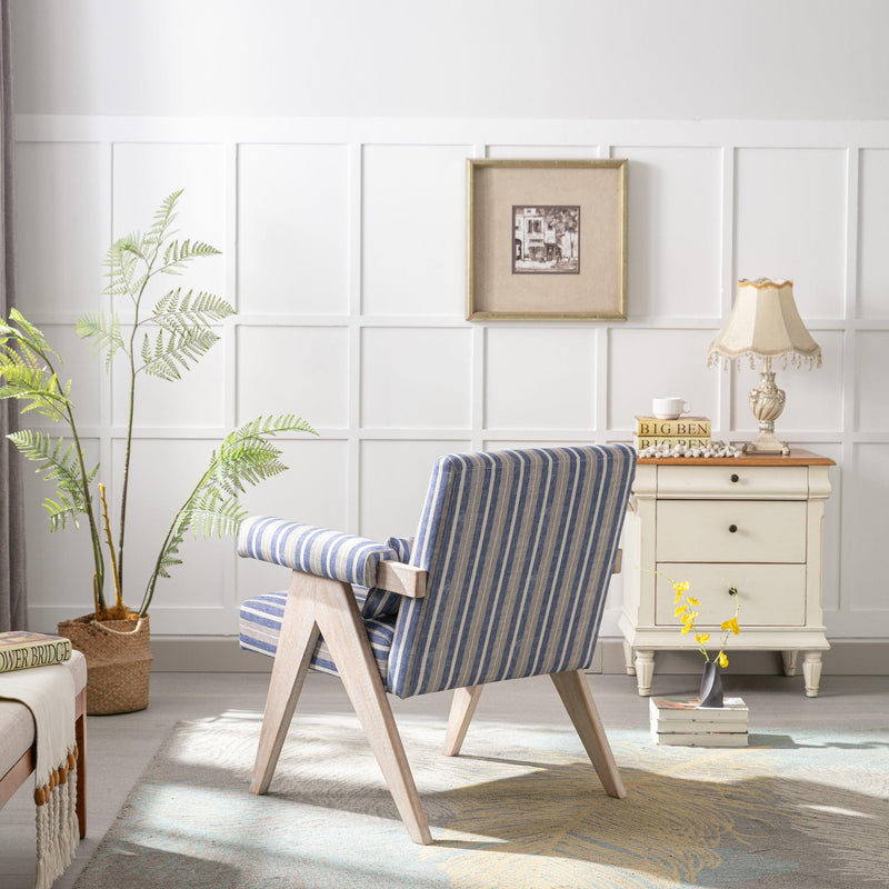 Accent chair, KD rubber wood legs with black finish. Fabric cover the seat. With a cushion.Blue Stripe - Urban Living Furniture (Los Angeles, CA)