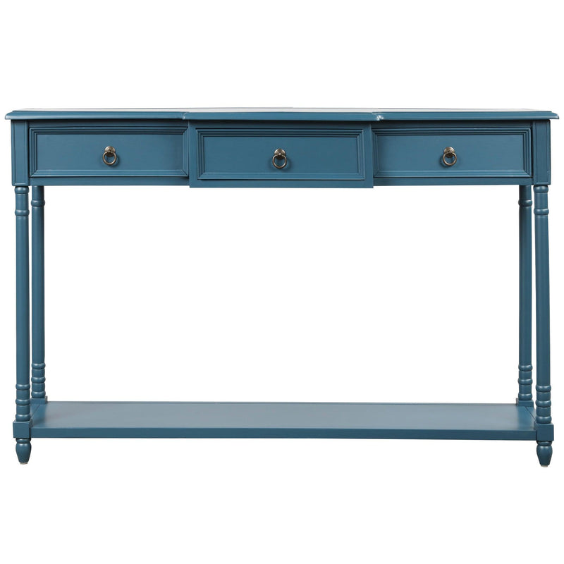 Console Table Sofa Table with Drawers for Entryway with Projecting Drawers and Long Shelf (Antique Navy) - Urban Living Furniture (Los Angeles, CA)