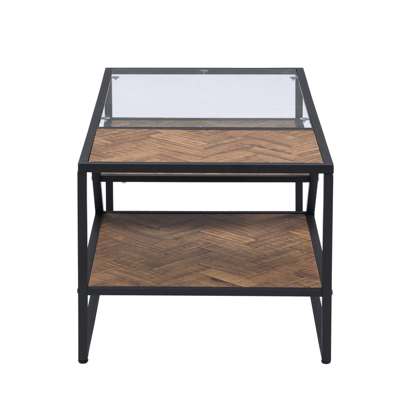 Black Side Table, End Table withStorage Shelf, Tempered Glass Coffee Table with Metal Frame for Living Room&Bed Room - Urban Living Furniture (Los Angeles, CA)