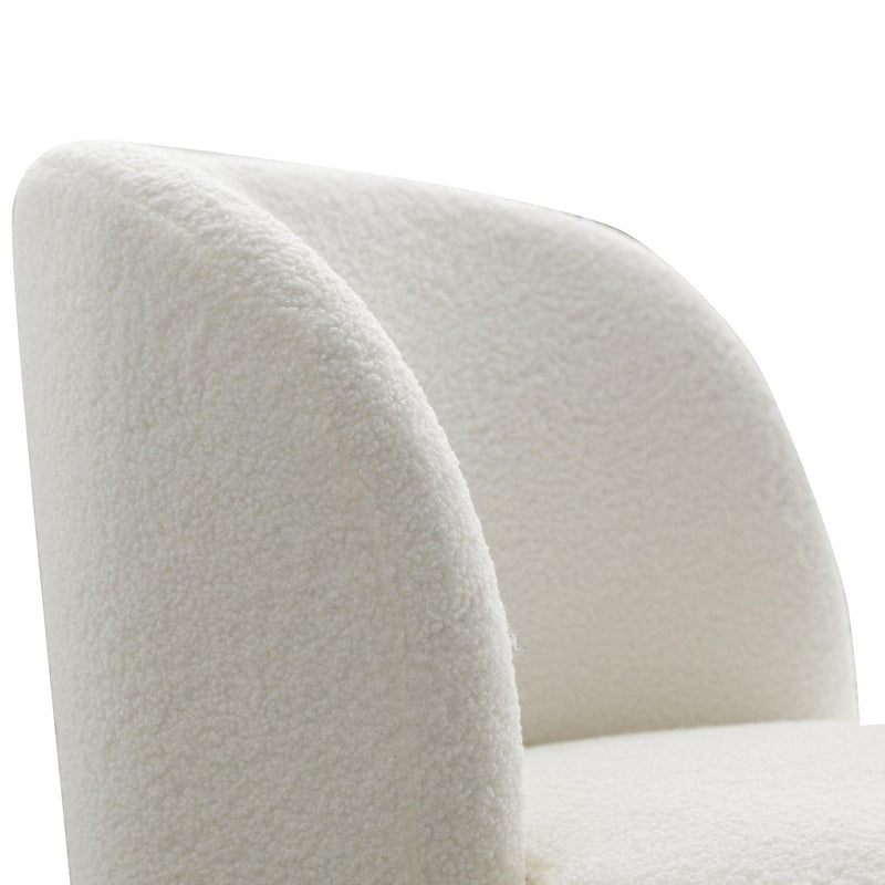 28.4"W Accent Chair Upholstered Curved Backrest Reading Chair Single Sofa Leisure Club Chair with Golden Adjustable Legs For Living Room Bedroom Dorm Room (Ivory Boucle) - Urban Living Furniture (Los Angeles, CA)