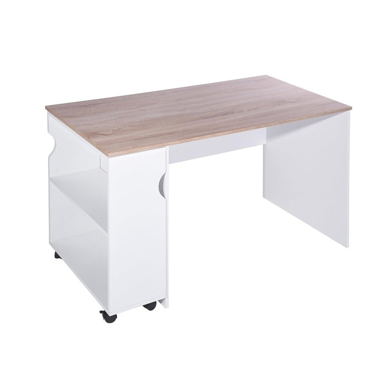 47.4" L Computer Desk with movable bookcase, oak & white - Urban Living Furniture (Los Angeles, CA)