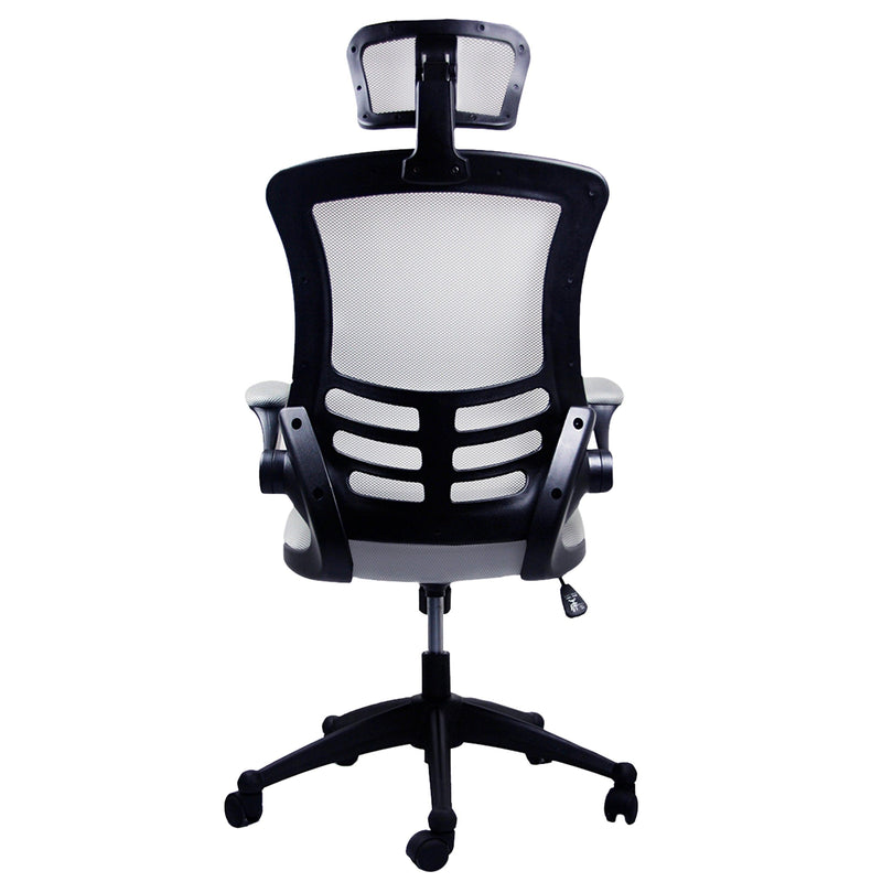 Techni MobiliModern High-Back Mesh Executive Office Chair with Headrest and Flip-Up Arms, Silver Grey - Urban Living Furniture (Los Angeles, CA)