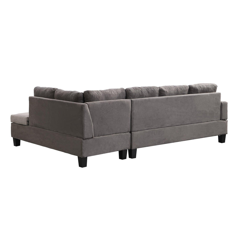Sofa Set  for Living Room with Chaise Lounge andStorage Ottoman Living Room Furniture  Gray