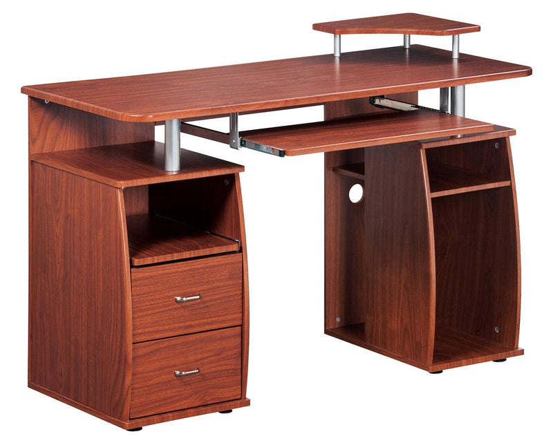 Techni Mobili Complete Computer Workstation Desk WithStorage, Mahogany - Urban Living Furniture (Los Angeles, CA)