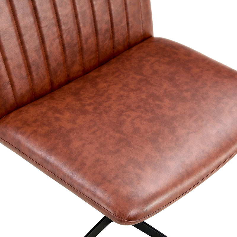 Office chair Brown PU Material. Home Computer Chair Office Chair Adjustable 360 °Swivel Cushion Chair With Black Foot Swivel Chair Makeup Chair Study Desk Chair. No Wheels - Urban Living Furniture (Los Angeles, CA)