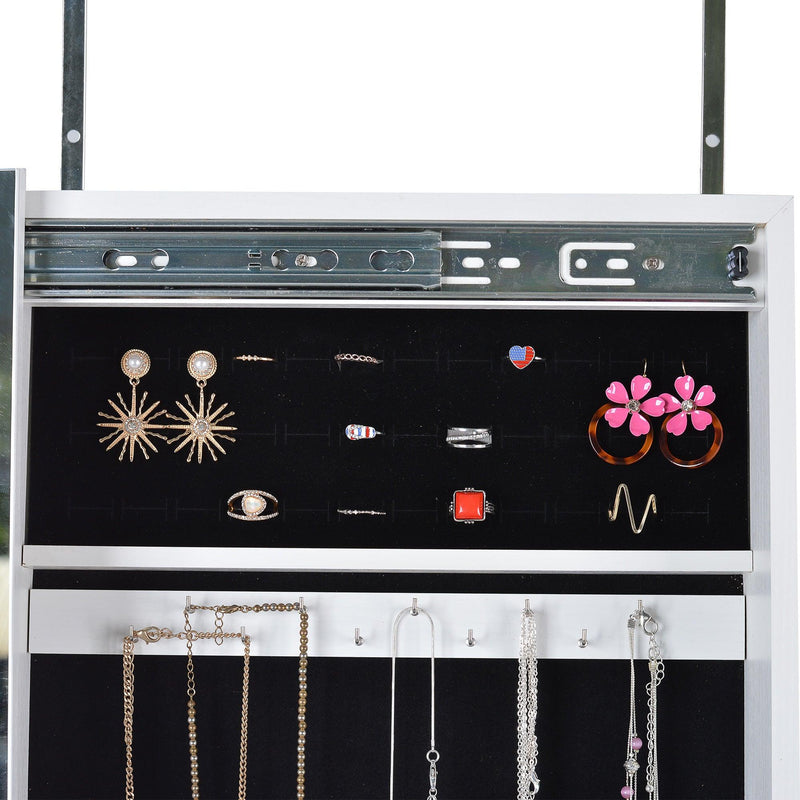 Full Mirror JewelryStorage Cabinet With with Slide Rail Can Be Hung On The Door Or Wall