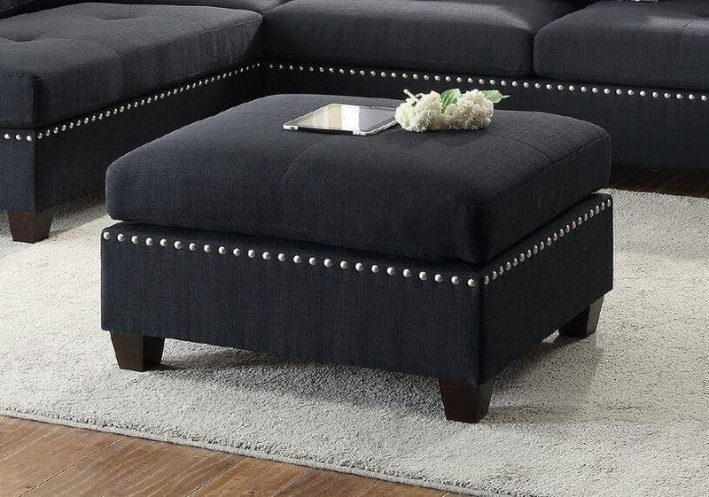 3-pcs Sectional Sofa Black Polyfiber Cushion Sofa Chaise Ottoman Reversible Couch Pillows - Urban Living Furniture (Los Angeles, CA)