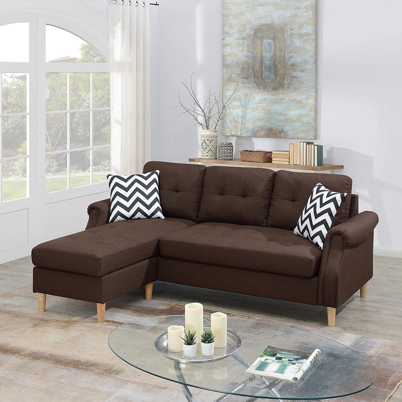 Living Room Corner Sectional Dark Coffee Polyfiber Chaise sofa Reversible Sectional - Urban Living Furniture (Los Angeles, CA)