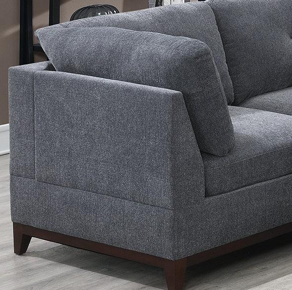 Modular Living Room Furniture Corner Wedge Ash Chenille Fabric 1pc Cushion Wedge Sofa Couch Exposed Wooden base - Urban Living Furniture (Los Angeles, CA)