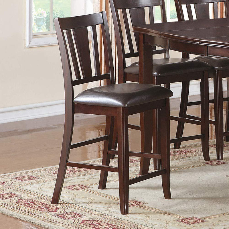 Simple Contemporary Set of 2 Counter Height Chairs Brown Finish Dining Seating Cushion Chair Unique Design Kitchen Dining Room Faux Leather Seat - Urban Living Furniture (Los Angeles, CA)