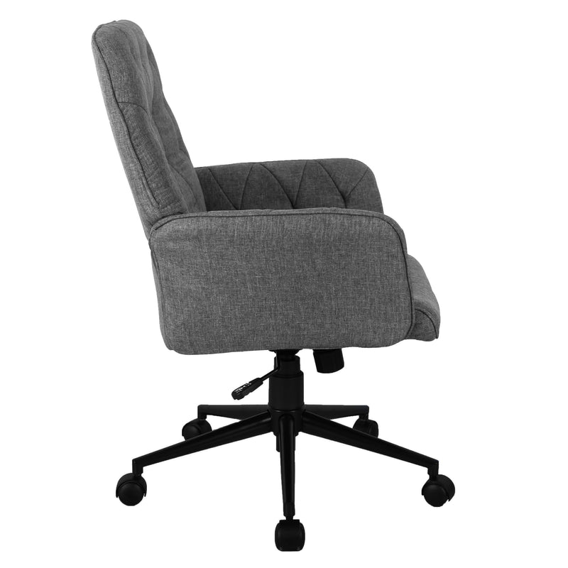 Techni MobiliModern Upholstered Tufted Office Chair with Arms, Grey