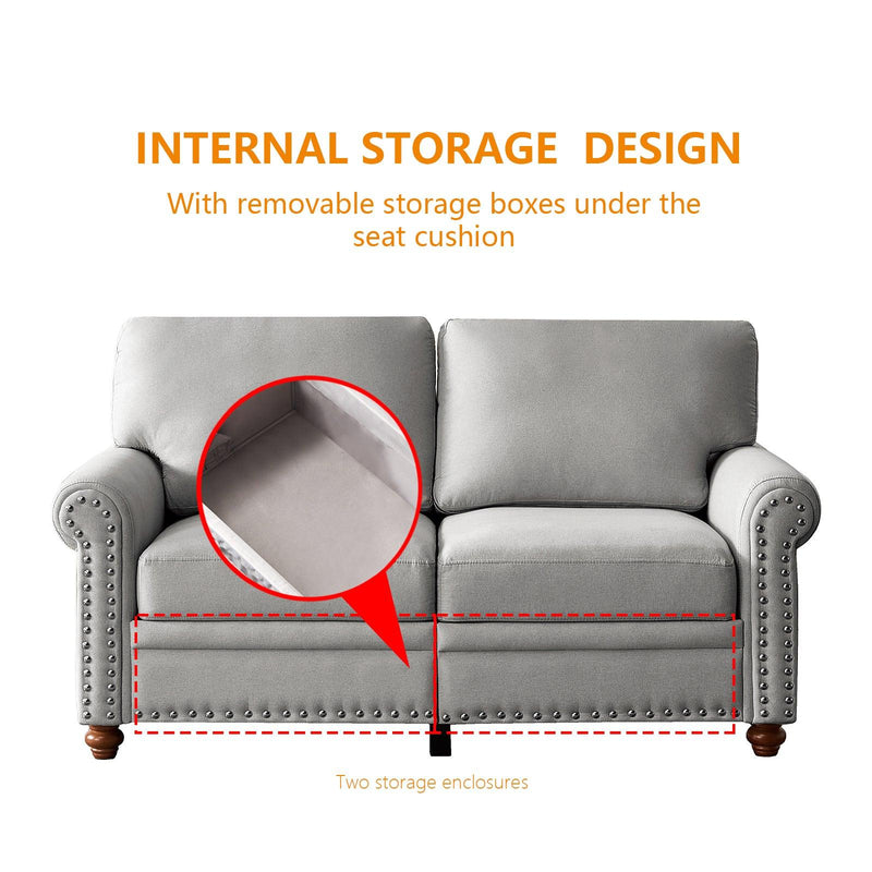 Linen Fabric Upholstery withStorage Sofa 1+2+3 Sectional (Grey) - Urban Living Furniture (Los Angeles, CA)