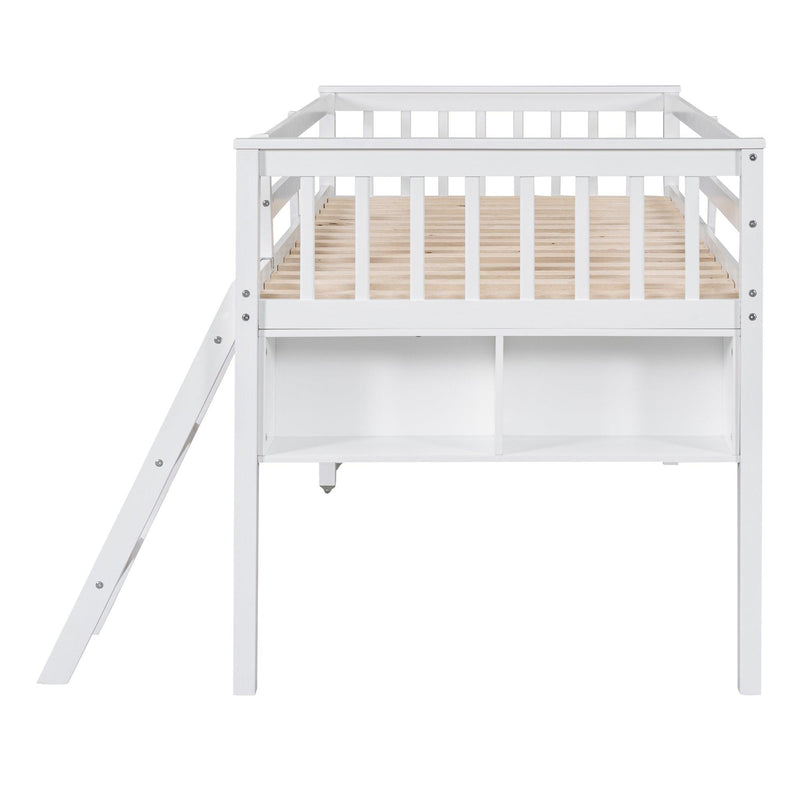 Twin Size Loft Bed With Removable Desk and Cabinet, White - Urban Living Furniture (Los Angeles, CA)