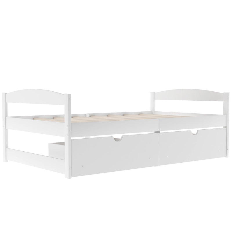 Twin size platform bed, with two drawers, white - Urban Living Furniture (Los Angeles, CA)