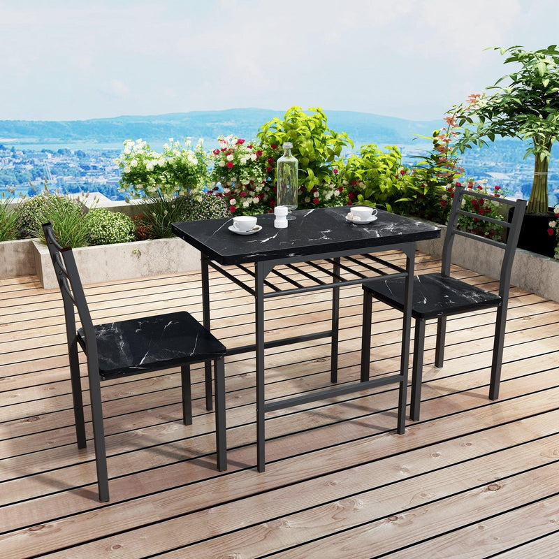 Modern 3-Piece  Dining Table Set with  2 Chairs for Dining Room，Black Frame+Printed Black Marble Finish - Urban Living Furniture (Los Angeles, CA)