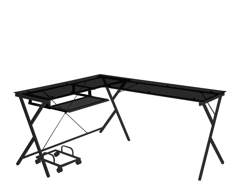 ACME Dazenus Computer Desk in Black Glass & Black Finish OF00046 - Urban Living Furniture (Los Angeles, CA)