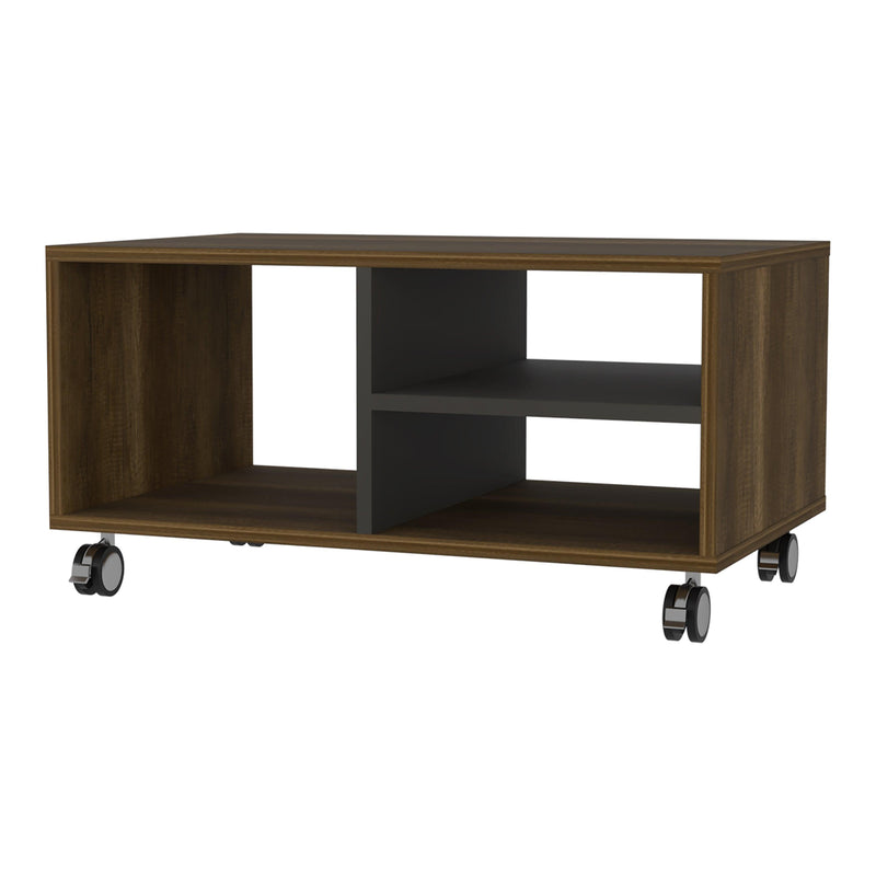 Willow 3-Shelf Rectangle Coffee Table Walnut and Black