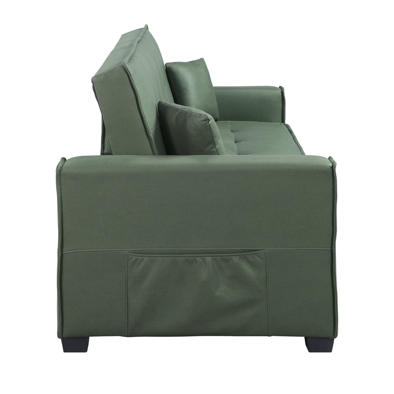 ACME Octavio Adjustable Sofa w/2 Pillows, Green Fabric  LV00824