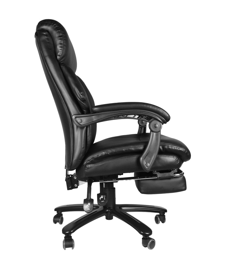 High Back Office  Chair with High Quality PU Leather, Soft Cushion and Footrest, Tilt Function Max 130°,400lbs,Black - Urban Living Furniture (Los Angeles, CA)