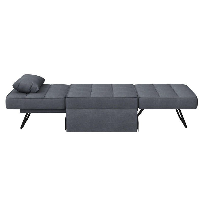 Living Room Bed Room Metal Frame with Dark Grey Upholstery Recliner Bed Ottoman