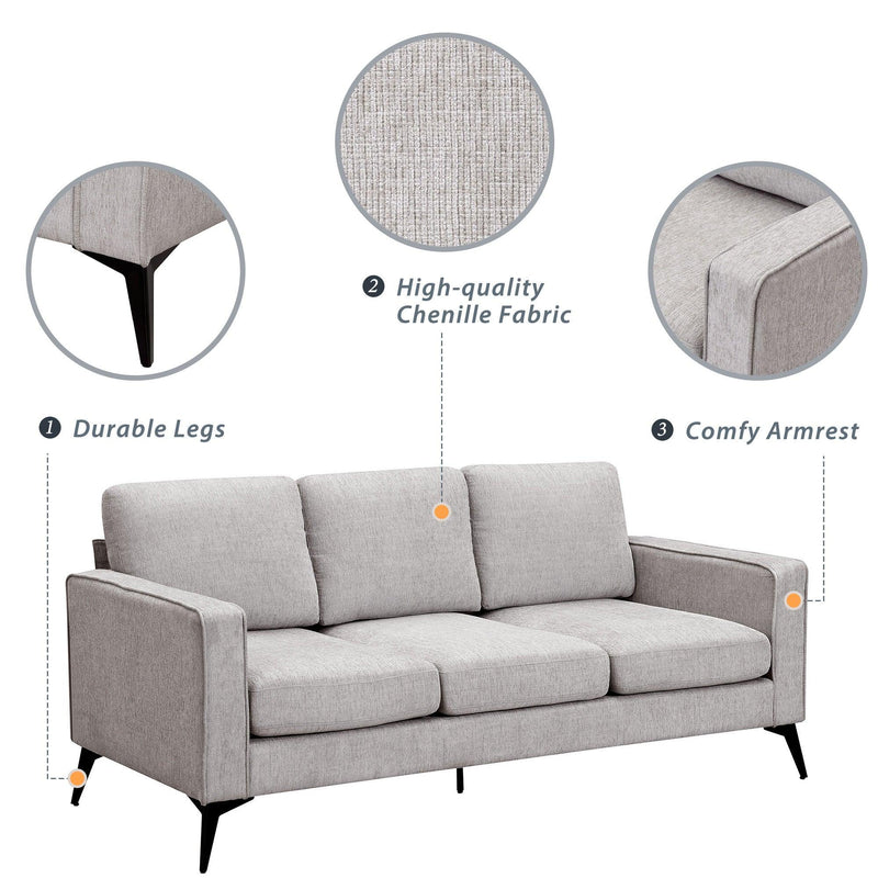 Modern 3-Piece Sofa Sets with Sturdy Metal Legs,Chenille Upholstered Couches Sets Including 3-Seat Sofa, Loveseat and Single Chair for Living Room Furniture Set (1+2+3 Seat) - Urban Living Furniture (Los Angeles, CA)