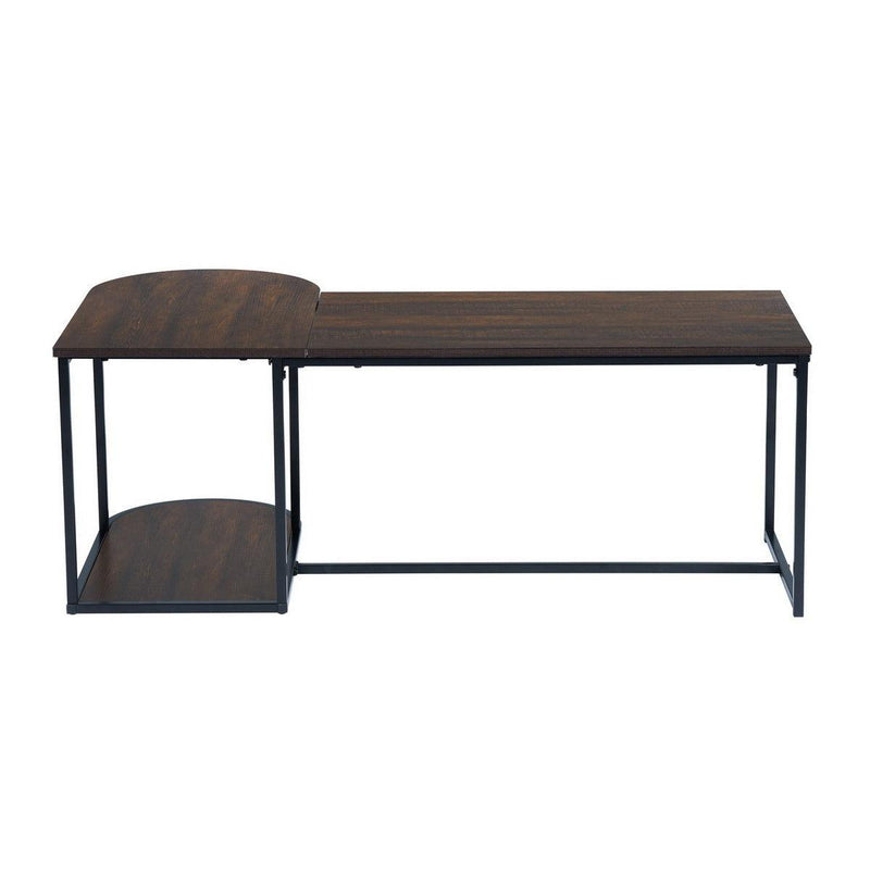 47.2''W x 25.6"D x 17.7"HModern Industrial Style Rectangular Wood Grain Top Coffee Table with Metal Frame - Walnut & Black - Urban Living Furniture (Los Angeles, CA)