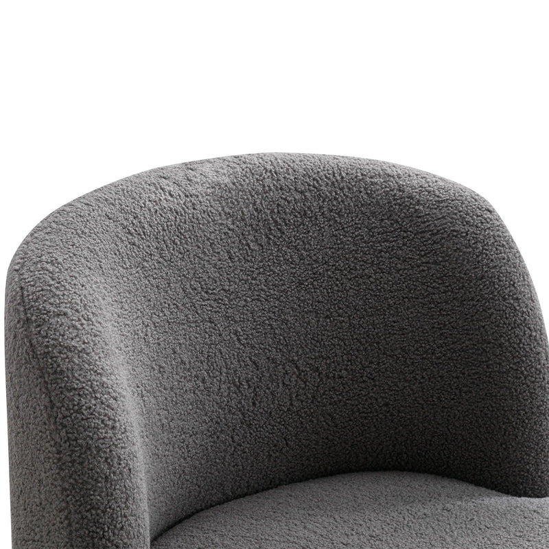 28.4"W Accent Chair Upholstered Curved Backrest Reading Chair Single Sofa Leisure Club Chair with Golden Adjustable Legs For Living Room Bedroom Dorm Room (Gray Boucle)