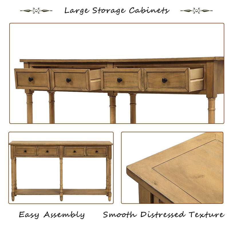 Console Table Sofa Table Easy Assembly with TwoStorage Drawers and Bottom Shelf for Living Room, Entryway (Old Pine) - Urban Living Furniture (Los Angeles, CA)