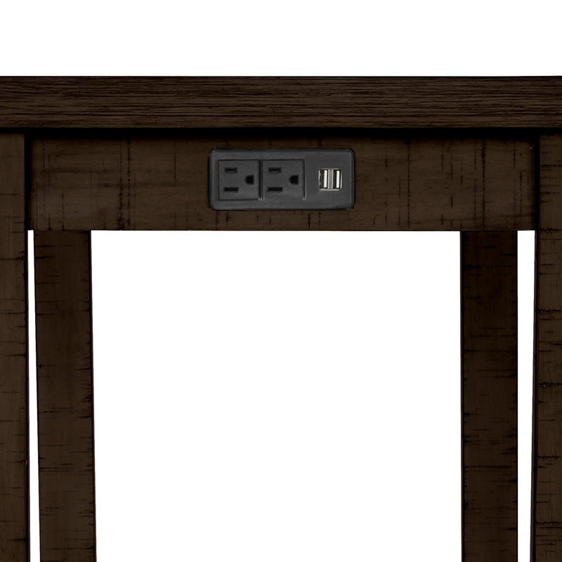 4 Pieces Counter Height Table with Fabric Padded Stools, Rustic Bar Dining Set with Socket, Brown - Urban Living Furniture (Los Angeles, CA)