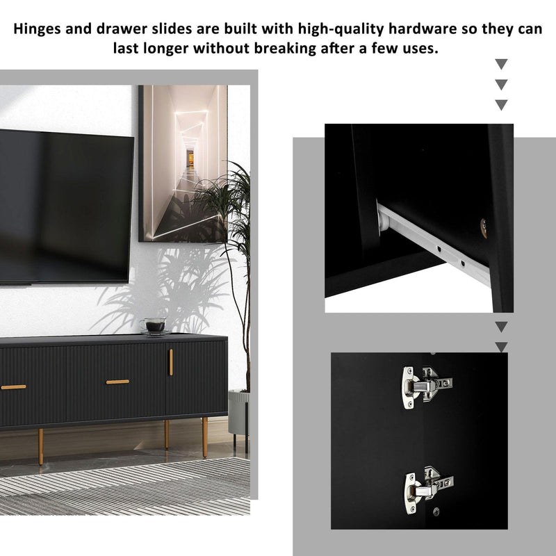 Modern TV Stand with 5 Champagne Legs - Durable, Stylish and Spacious，TVS Up to 75'' - Urban Living Furniture (Los Angeles, CA)