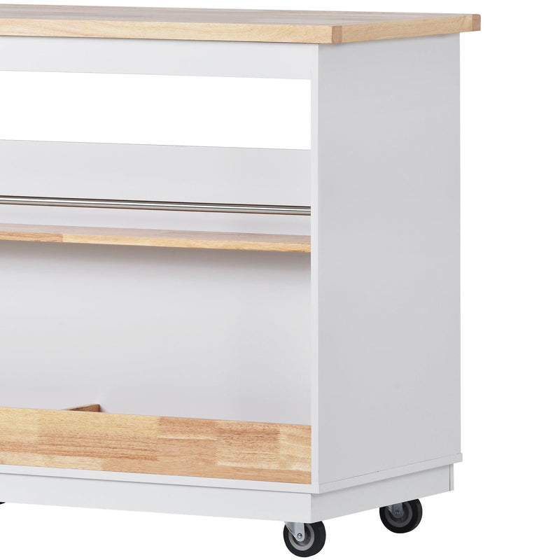 Kitchen Cart Rolling Mobile Kitchen Island Solid Wood Top, Kitchen Cart With 2 Drawers,Tableware Cabinet（White） - Urban Living Furniture (Los Angeles, CA)