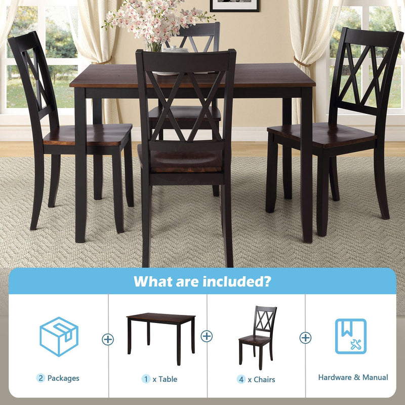 5-Piece Dining Table Set Home Kitchen Table and Chairs Wood Dining Set (Black+Cherry) - Urban Living Furniture (Los Angeles, CA)