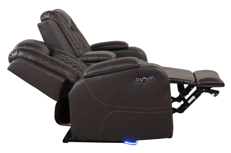 Benz LED & Power Reclining Loveseat Made With Faux Leather in Brown - Urban Living Furniture (Los Angeles, CA)