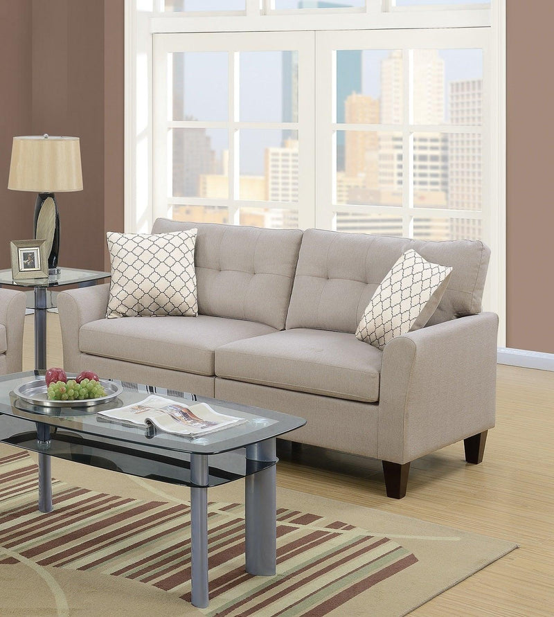 Living Room Furniture 2pc Sofa Set Sofa And Loveseat Beige Glossy Polyfiber Plywood Solid pine - Urban Living Furniture (Los Angeles, CA)