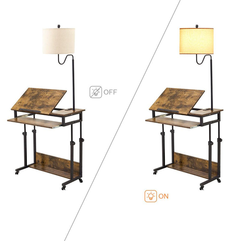 Desk with Floor Lamp, Wheels, Keyboard Tray - Urban Living Furniture (Los Angeles, CA)