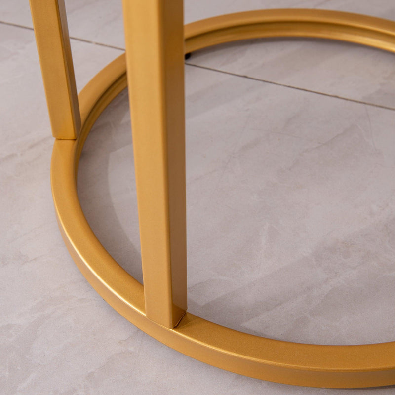 Modern C-shaped end/side table,Golden metal frame with round marble color top-15.75” - Urban Living Furniture (Los Angeles, CA)