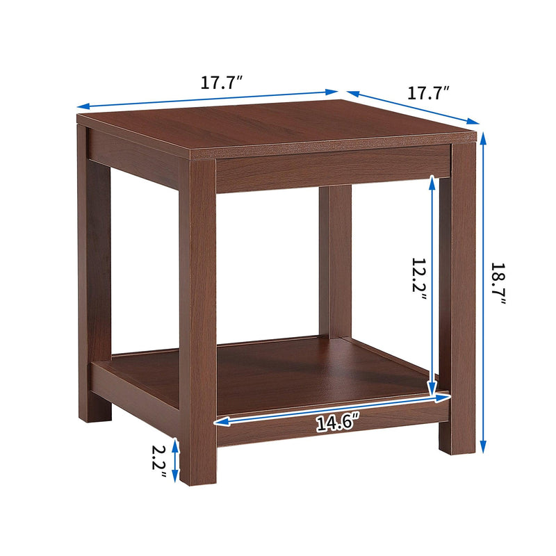 Classic brown Side Table , 2-Tier Small Space End Table ,Modern Night Stand, Sofa table, Side Table withStorage Shelve - Urban Living Furniture (Los Angeles, CA)