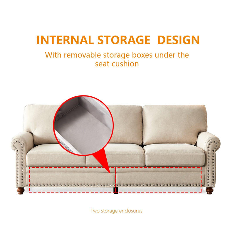 Linen Fabric Upholstery withStorage Sofa 2+3 Sectional (Beige) - Urban Living Furniture (Los Angeles, CA)