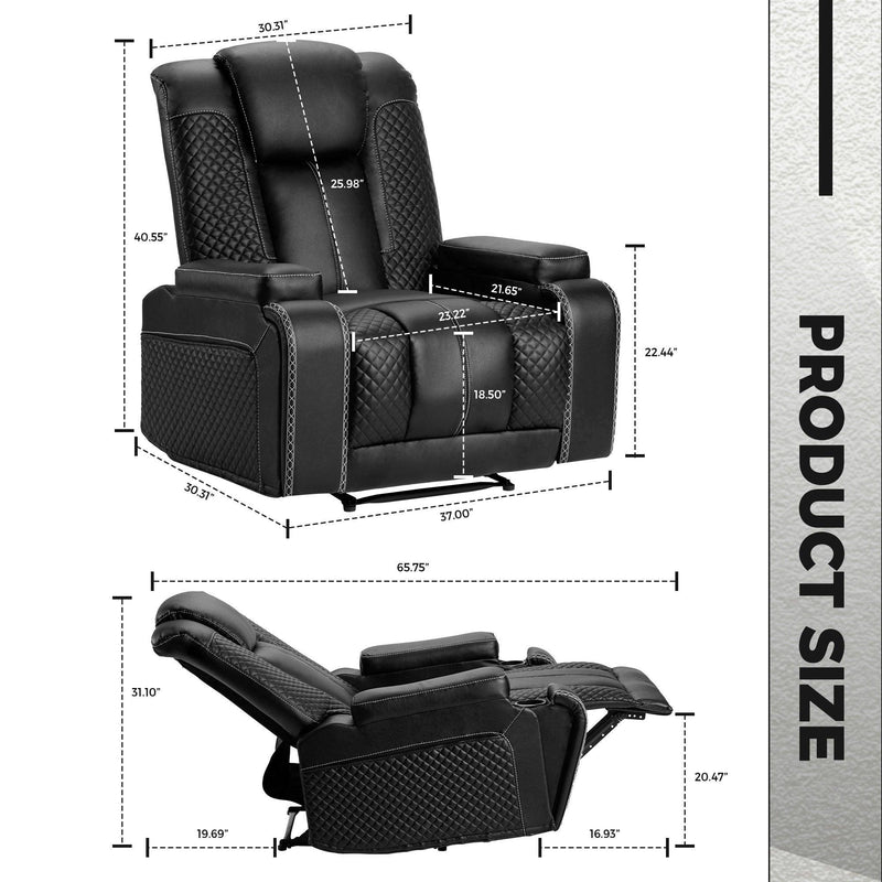 Living Room Faux Leather Heated Theater Recliner Sofa with Massage Reclining Individual Seat - Urban Living Furniture (Los Angeles, CA)