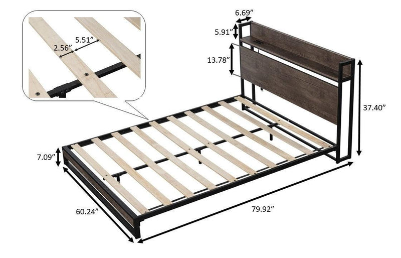 Platform Queen Bed with Socket, Fast Assemble Design - Urban Living Furniture (Los Angeles, CA)