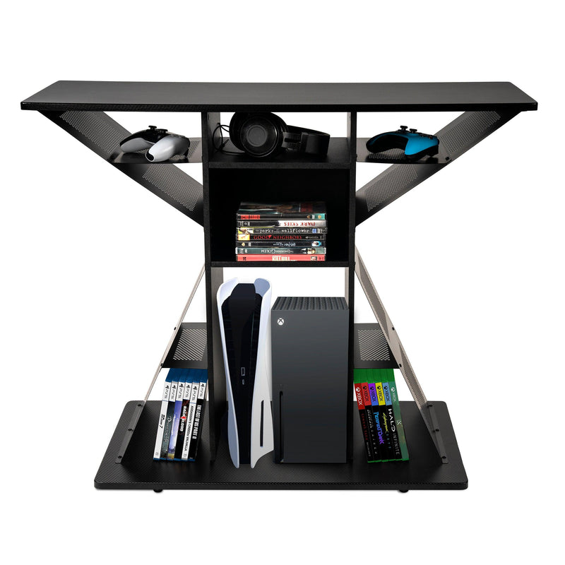 Hub-Atlantic Phoenix Media Stand Entertainment Center for TV, Audio Video Components, Stereo Equipment, Gaming Consoles, Streaming Devices,  Black